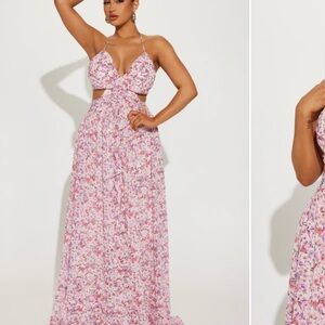Fashion Nova Pink Floral Maxi Dress